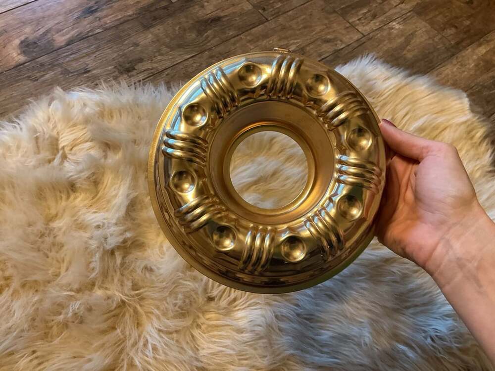 Vintage Copper Tone Aluminum Ring Jello Mold Wall Hanging